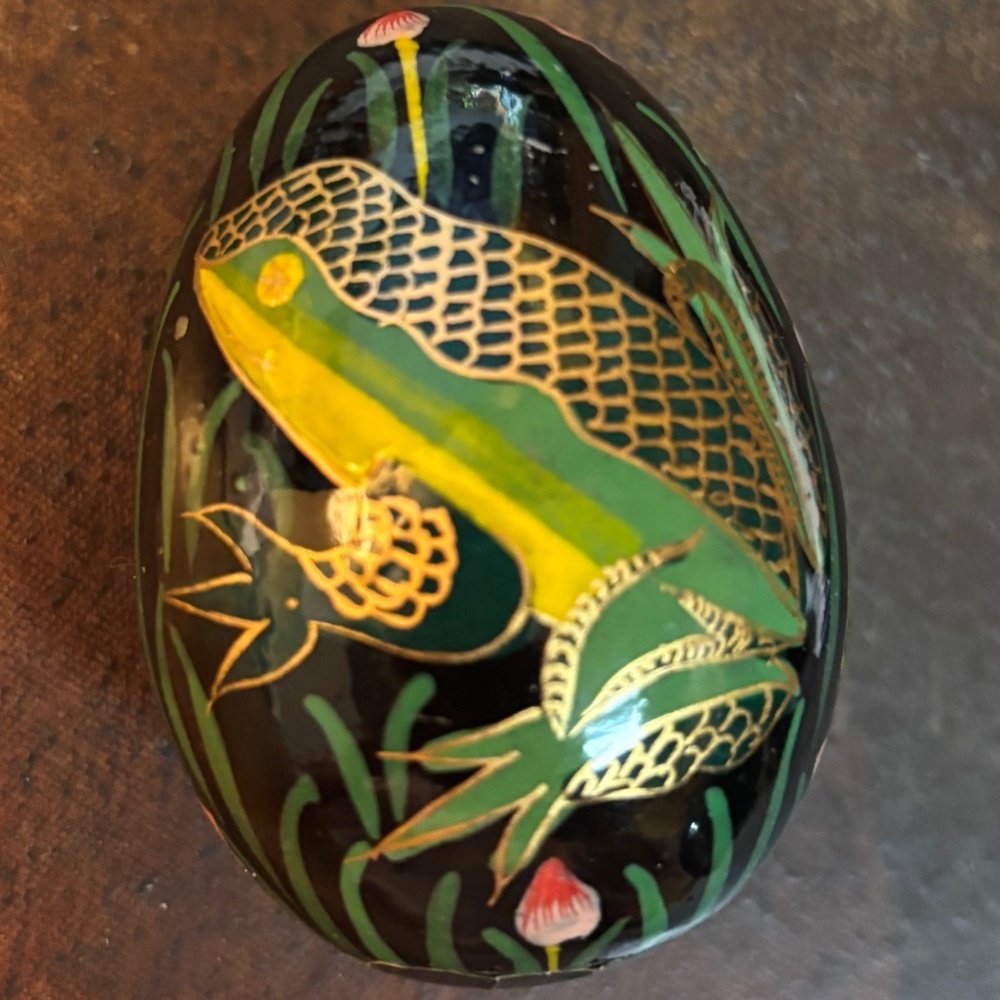 Vintage Hand Painted Wooden Egg
